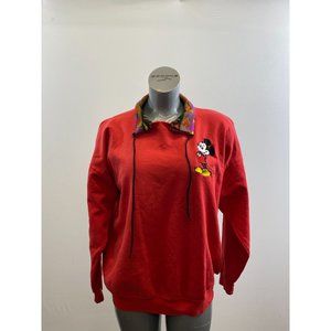 Mickey Mouse Women's Vintage Sweatshirt Size Large Red Long Sleeve cotton Blend